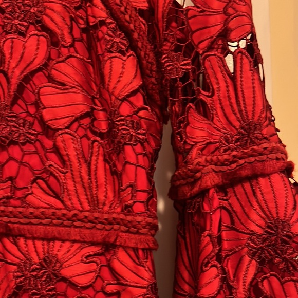 Alexis Franchesca Florl Red Lace Mini Dress M - Picture 6 of 11